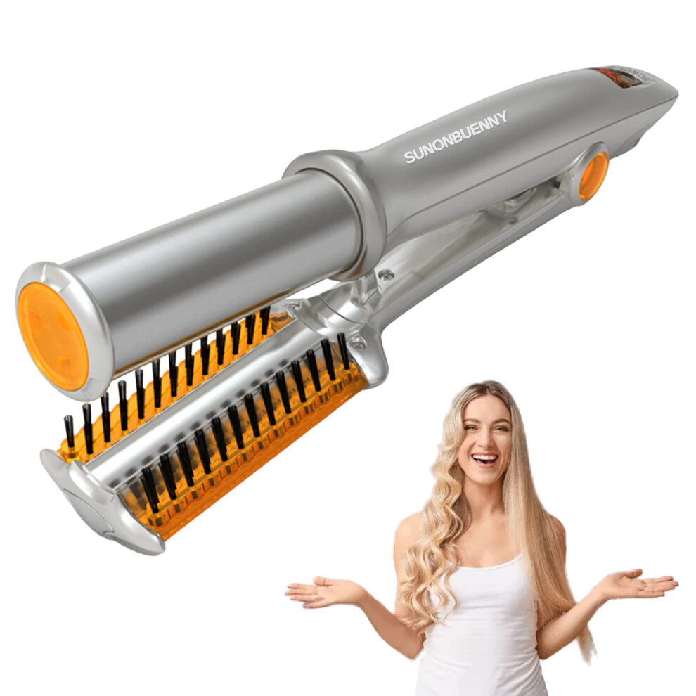 2 in 1 Hair Straightener and Curler with Rotating Brush, Ceramic Styling Tool for Dry and Wet Hair