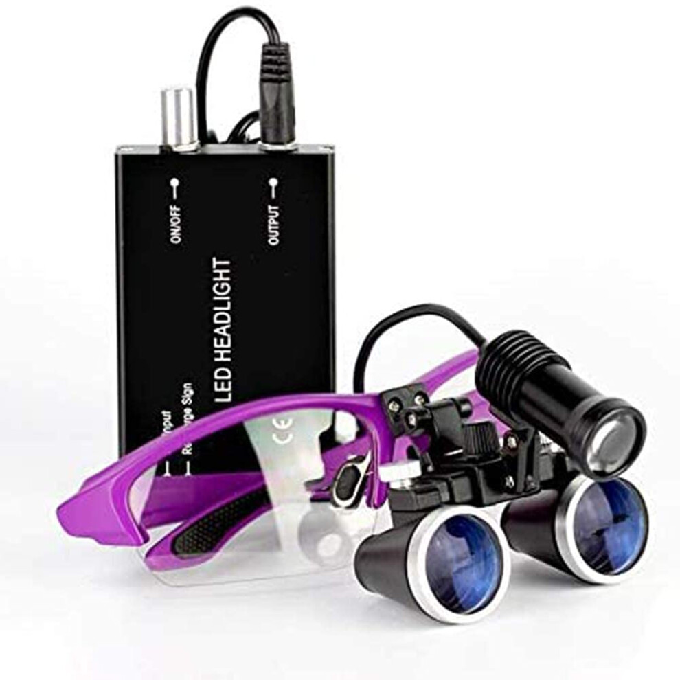 Dental Surgical Loupes 3.5X420 with Rechargeable LED Medical Headlight, Adjustable Brightness