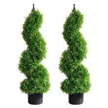 3ft Artificial Boxwood Spiral Topiary Tree with Pot, Always Lush Greenery for Indoor Outdoor Decor