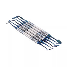 Blue Titanium Coated Dental Composite Filling Spatula Set with Ergonomic Grip for Aesthetic Restoration