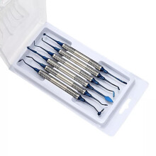 6Piece Dental Tool Kit with Blue Titanium Coating, Ergonomic Grip and Precision Tips for Restorations
