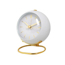 Alarm Clock with Silent Operation, Luminous Pointer, Mirror Display, Nordic Minimalist Bedside Design, White