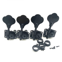 4PCS Right Side Bass Guitar Tuners Set, Black Open Gear Tuning Pegs, Durable Zinc Construction