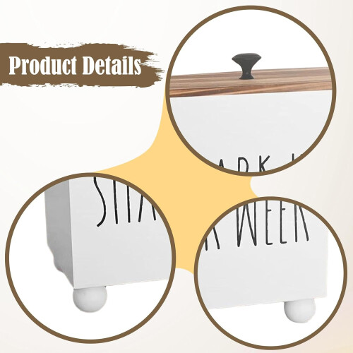Tampon Storage Organizer with DustProof Lid, 3 Compartments Solid Wood Bathroom Pad Holder 1