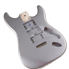 Natural Wood Electric Guitar Body with Durable Glossy Silver Finish for Easy DIY Assembly