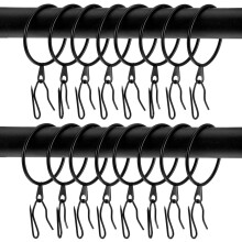 Black Metal Curtain Rings with Pin Hooks Set of 150, Rustproof 1.18' for Window Door Shower