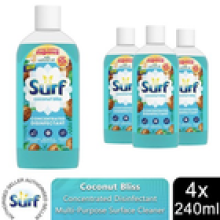 Surf Concentrated Disinfectant Coconut Bliss Multi-Purpose Cleaner, 240ml, 4pk