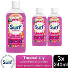 Surf Concentrated Disinfectant Tropical Lily Multi-Purpose Cleaner, 240ml, 3pk