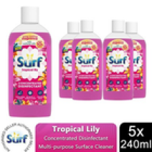 Surf Concentrated Disinfectant Tropical Lily Multi-Purpose Cleaner, 240ml, 5pk