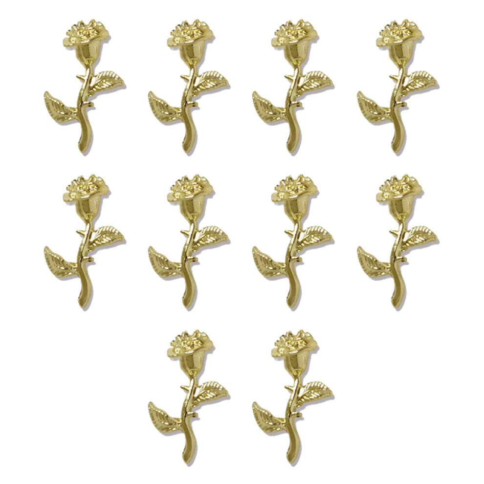 Happydeer 10Pcs 3D Rose Flower Nail Art Ornaments, Creative Shape, Vibrant Color, Rust-proof, Multipurpose Decorative Alloy Jewelry Crafts,