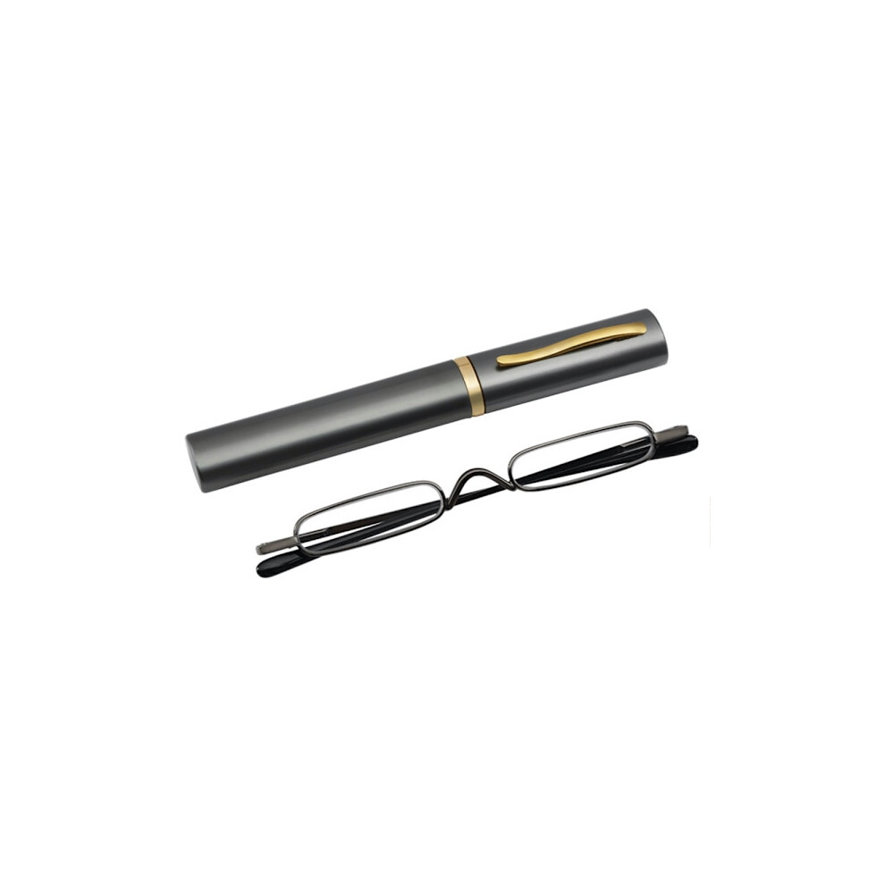 Reading Glasses With Strength +1.0 - +4.0 Portable Metal Box Unisex +2.25 Gray 9173940186088