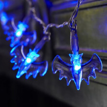 20 LED-lichtslinger in de vorm van een vleermuis, 2,5 meter lang, waterdicht, voor binnen en buiten, Halloween-decoratie voor tuin en feest (blauw)