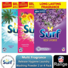 2x or 4x of 45W Surf Fragrance Release Laundry Powder with 20% Perfume 2.25kg