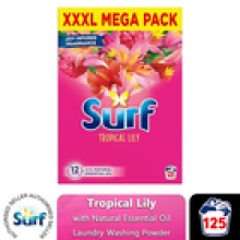 Surf XXXL Mega Pack Tropical Lily Laundry Washing Powder 125 Washes, 6.25 kg