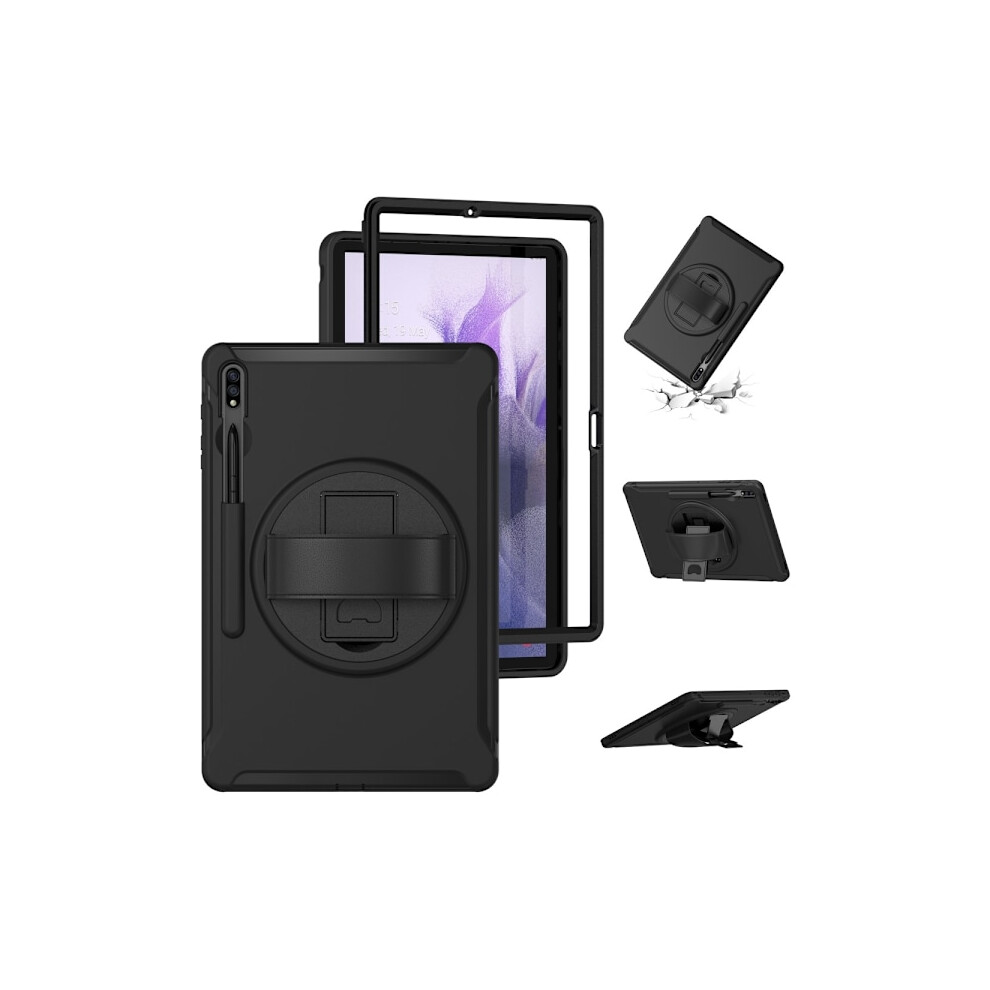 Skalo Compatible With Samsung Tab S7 Fe Extra Shockproof Armor 360 Grip/Stand Case - Black 9173940186613
