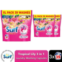 Surf 3 in 1 Laundry Washing Detergent Capsules Tropical Lily, 117 Washes