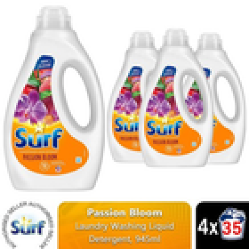 Surf Surf Laundry Washing Liquid Detergent Passion Bloom 945ml, 140 Washes