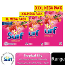 Surf Tropical Lily Washing Powder 75W (3.75kg), 95W (4.75kg) or 125W (6.25kg)