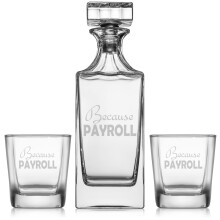 Coffret cadeau carafe à whisky avec 2 verres à whisky Old Fashioned (parce que la paie RH, c'est drôle !)