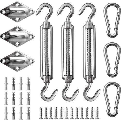 Kit de ferragens para vela de sombreamento, conjunto de aço inoxidável reforçado de 15 cm (6 polegadas) para instalação externa de velas de
