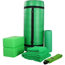 Yoga Mat 7pc Set BalanceFrom Gym Yoga Set with Carrying Strap Green