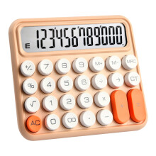Hariumiu rosa mekanisk miniräknare, 12-siffrig LCD-skärm, retro runda tangenter, stationär/handhållen, ljud, ergonomisk design - kompatibel med