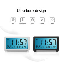 SUSUchens Digital Clock with Large Screen, Real-Time Snooze, High Precision, Collapsible, Temp Display, for Home - White