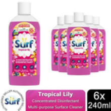 Surf Concentrated Disinfectant Tropical Lily Multi-Purpose Cleaner, 240ml, 5pk