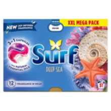 Surf 3 in 1 Laundry Washing Detergent Capsules Deep Sea, 102 Washes