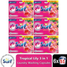 Surf 3 in 1 Laundry Washing Detergent Capsules Tropical Lily, 306 Washes