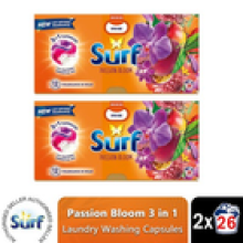 Surf 3 in 1 Laundry Washing Detergent Capsules Passion Bloom, 52 Washes