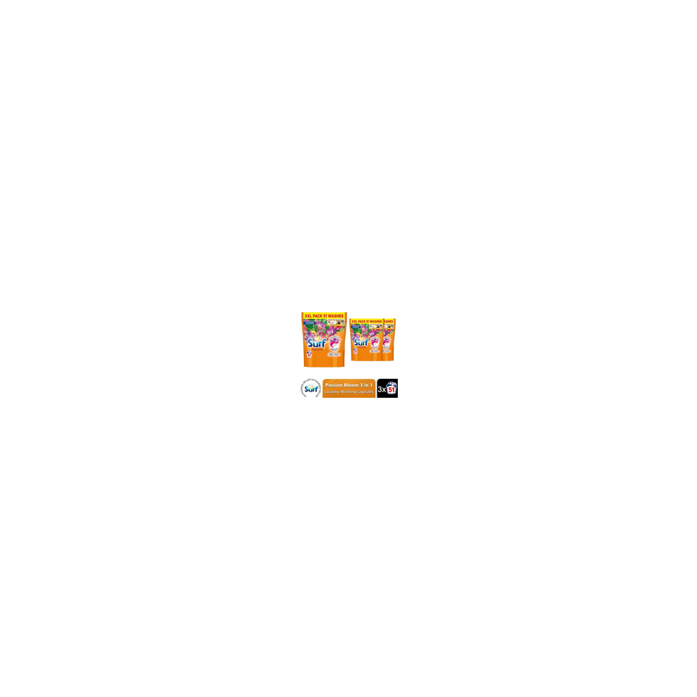 Surf 3 In 1 Laundry Washing Detergent Capsules Passion Bloom, 153 Washes
