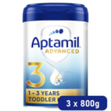 3 x 800g Aptamil Advanced 3 GUM Growing Up Baby Milk Formula