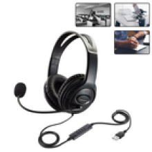 USB Headphones with Microphone Headset Noise Cancelling For Skype Laptop PC Gift