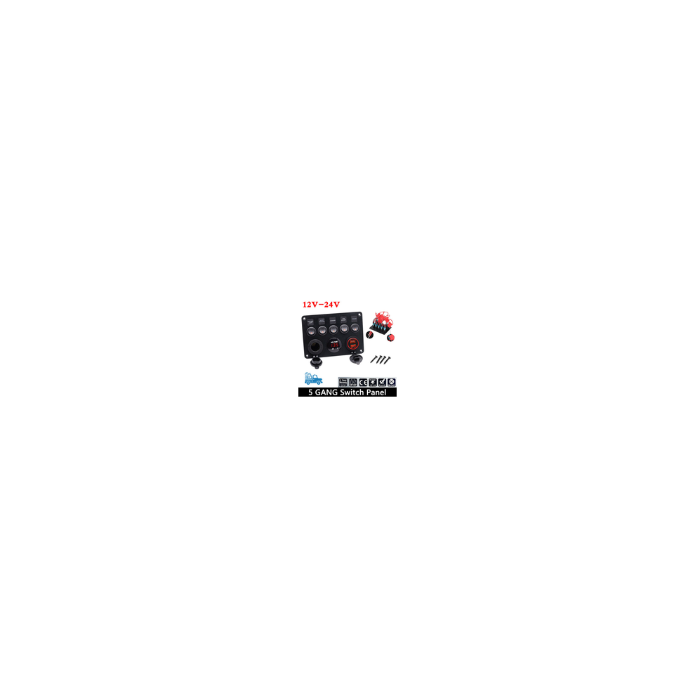 5 Gang Switch Panel 12V24v Led Rocker Console For Car Rv Boat Marine Red/Light 78989016