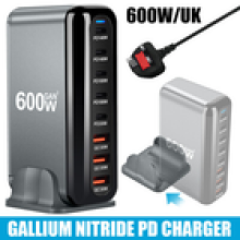 600W GaN Charger 8 Port USB Type C PD Charging Station Fast Charge UK PLUG