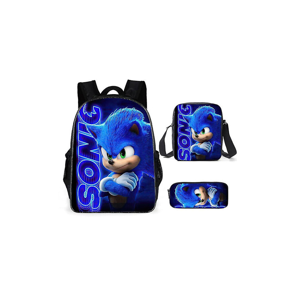 Sonic The Hedgehog Backpack Three-Piece Set School Bag