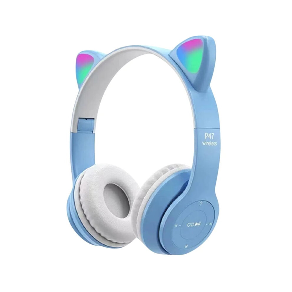 Headset P47m Bluetooth Headset Cat Ear Rgb Luminous Foldable Stereo Bluetooth 5.0 Card Inserting Earphone 9482828490422