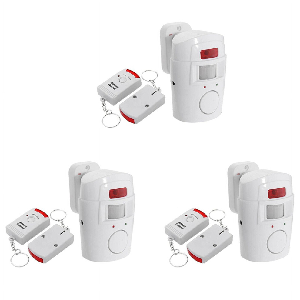 3X Infrared Motion Sensor Alarm - Burglar Alarm With 2 Remote Controls, Suitable /Garages/Shops 9482828490323