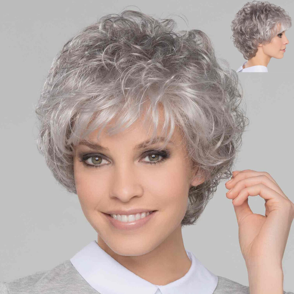 Unisex Grey Pixie Cut Wig With Bangs, Short Curly Layered Wig For Elderly Women, Heatresistant