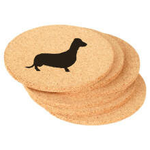 Set of 6 Cork Drink Coasters Dachshund (Round)