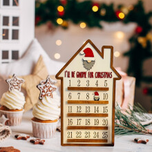 Weihnachtskalender aus Holz zum Aufhängen, 30 x 19 cm, kreative Schreibtischdekoration, passend für festliche Dekorationen zu Hause und im Büro