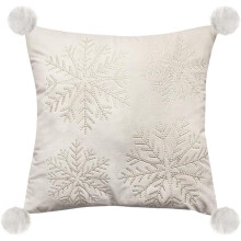Lently Jul Dekorativt Broderat Kuddfodral med Kuddefodral (E_ Snöflinga 18x18 tum)