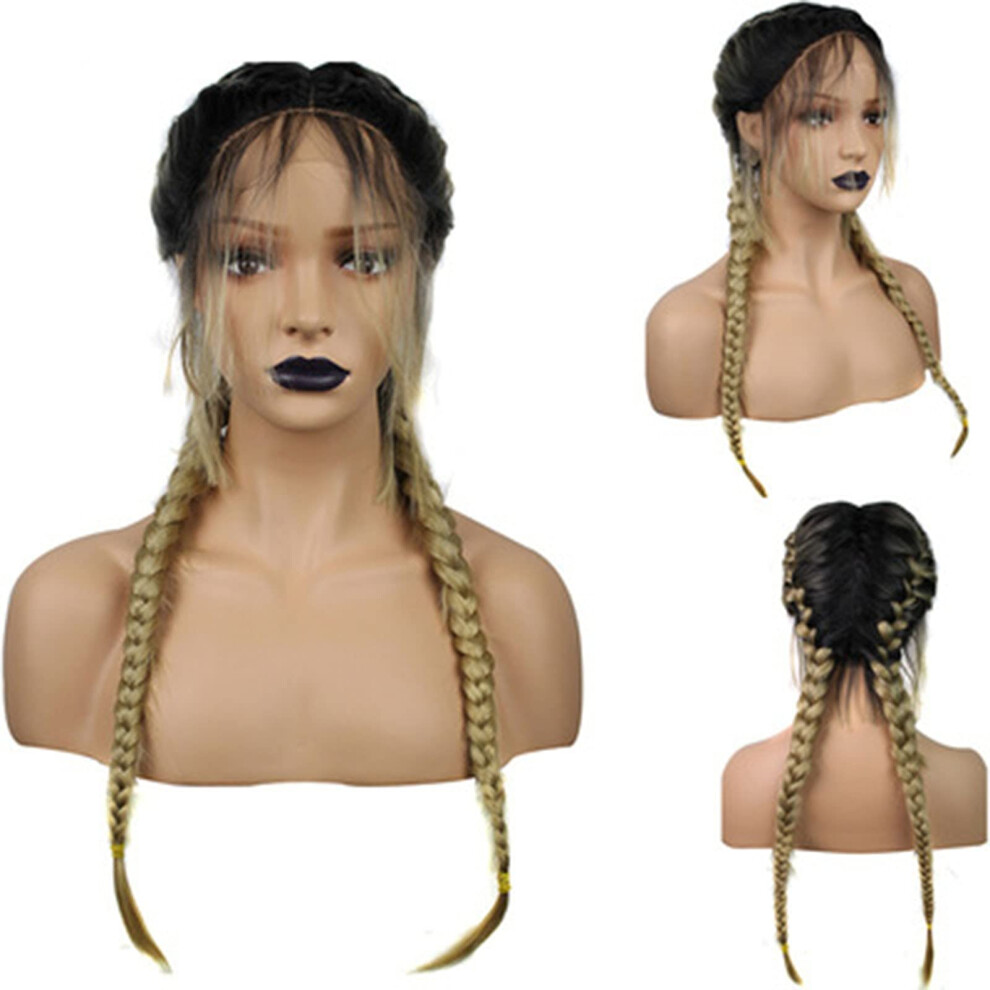Unisex Lace Front Braided Wig With Handwoven Double Dutch Box Braids, Heatresistant Synthetic Hair