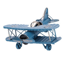 Exquisite Vintage Airplane Ornament Retro Metal Aircraft Model Fall Harvest Decor Durable Artificial Decor Hand Painted Coloring Blue