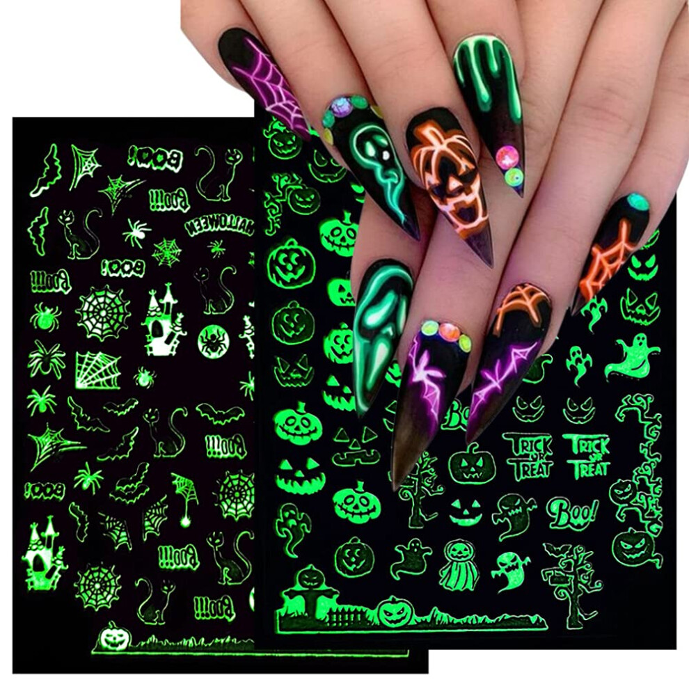 Halloween 3D Nail Stickers Set Black and White Decals for Acrylic Nails Easy SelfAdhesive Designs