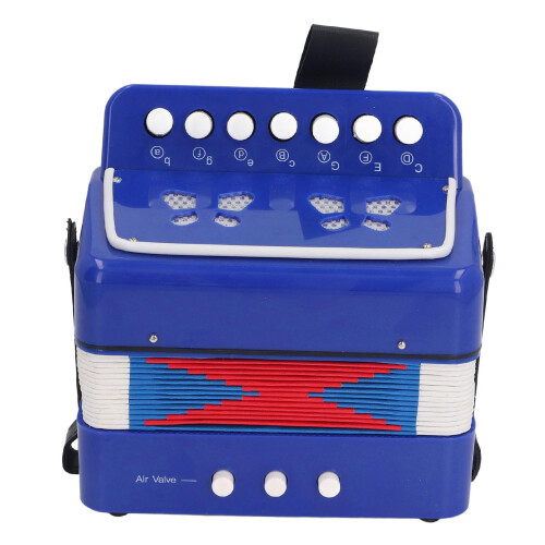 Kids Accordion for Beginners Blue, Easy Learning Button Design, Durable Bellows and Secure Strap 2