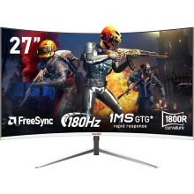 27 Inch PC computer screen,1800R Curved Gaming 180Hz Monitors, FHD1080p 1ms without Bezel, freesync