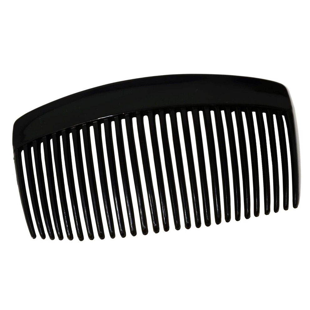 Unisex Large French Glossy Hair Side Comb With Secure Noslip Grip, Cellulose Acetate Updo Comb For Thick Hair