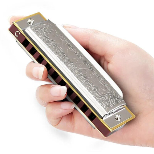 10 Hole Blues Harmonica in C Key with Case, Easy Note Bending, Rich Full Tone for Beginners 1